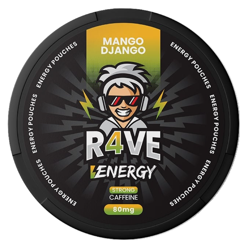 R4VE Mango Django 80mg Caffeine Pouches